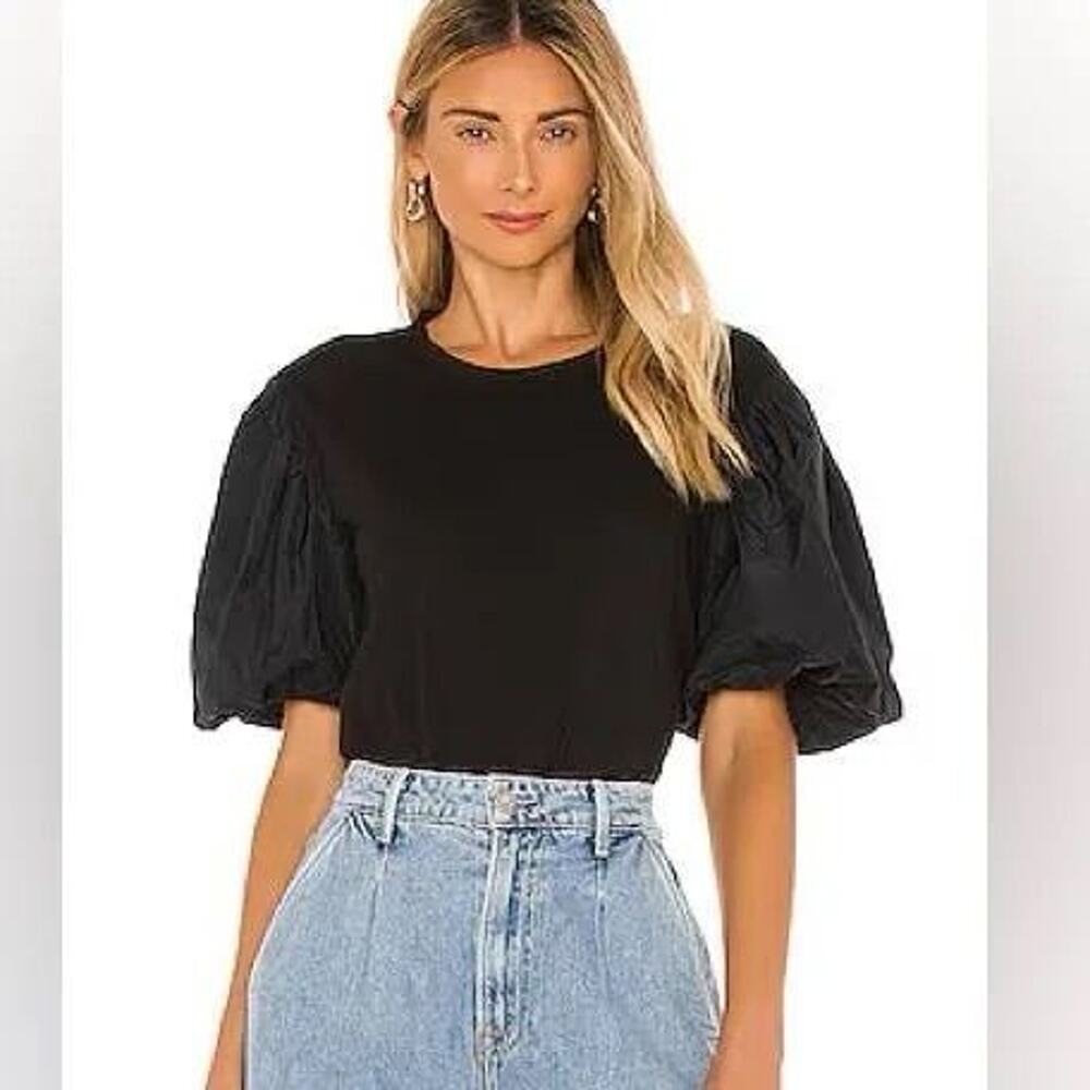 ALC $155 Women's XS Cassandra Tee Black Puff Sleeve T-Shirt